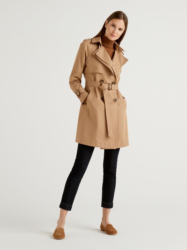 Double-breasted cotton trench coat Women