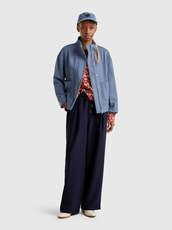 Pantalón ancho en mezcla de viscosa Mujer