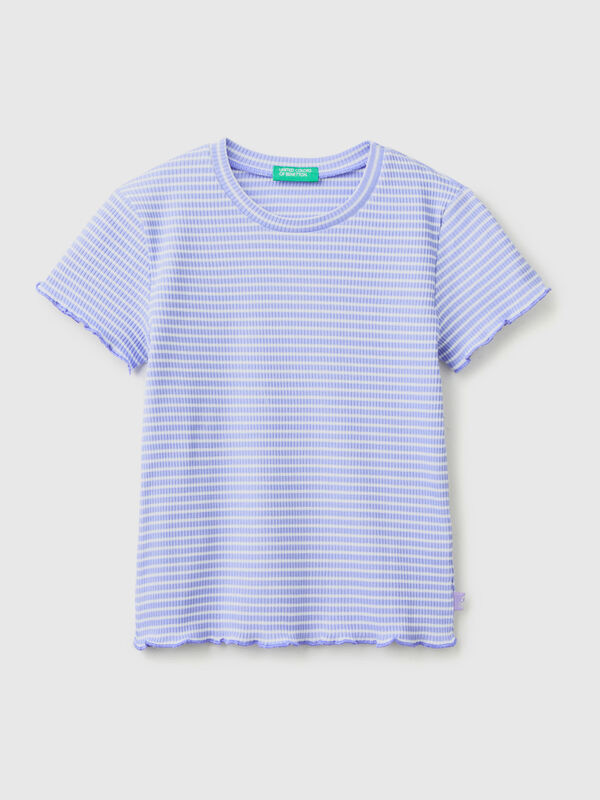 Striped stretch cotton t-shirt Junior Girl