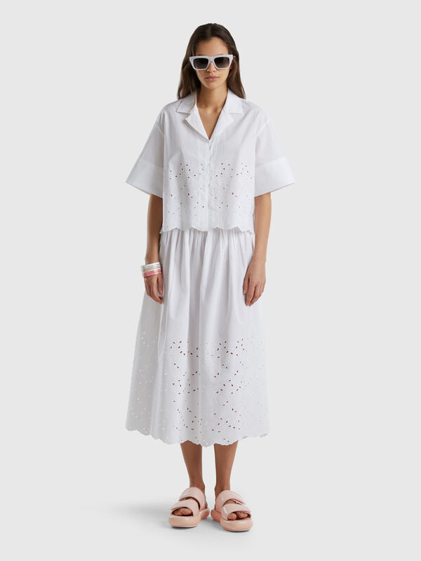 Shirt with embroidered broderie anglaise Women