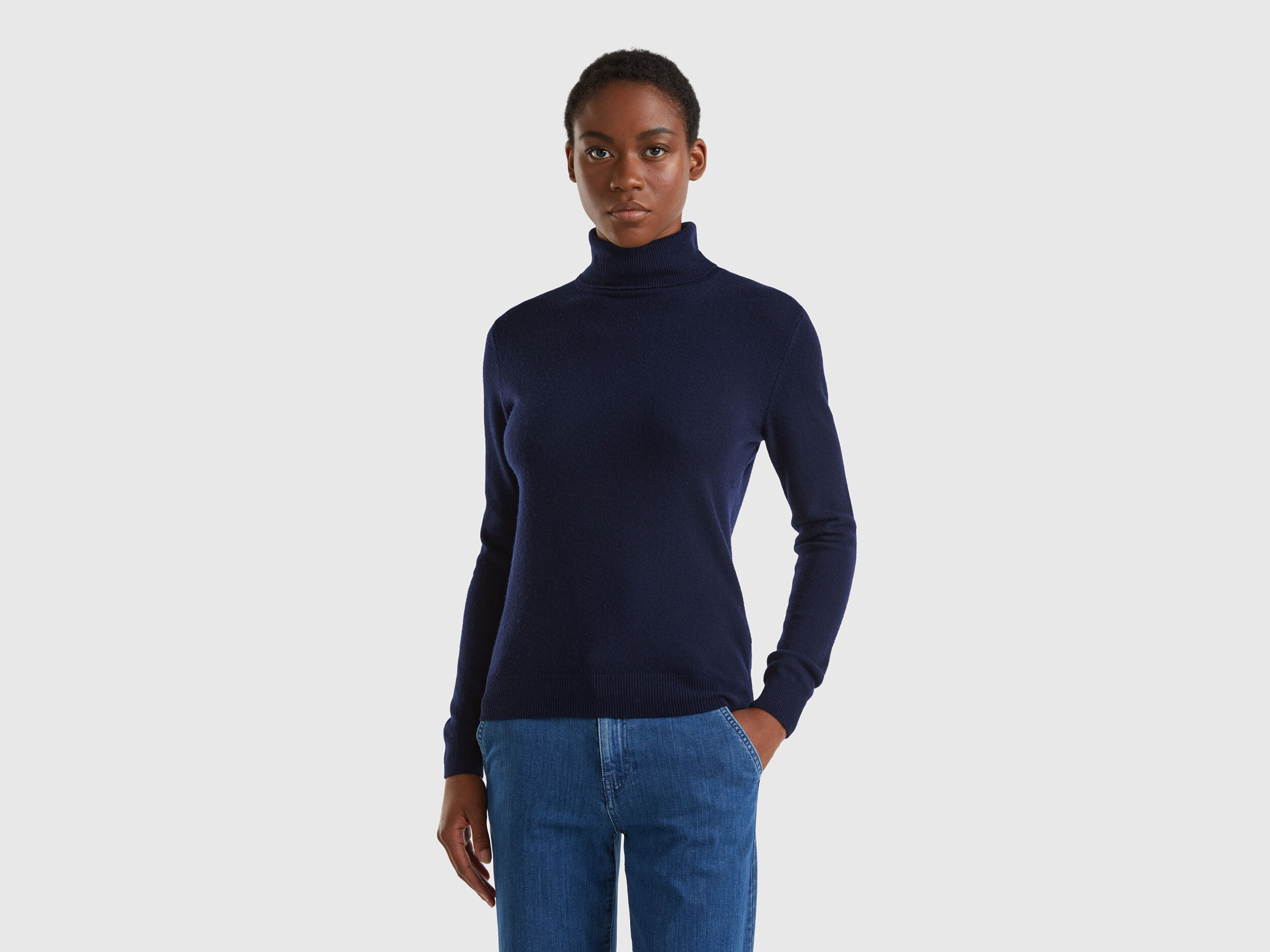 Ladies navy blue turtleneck deals