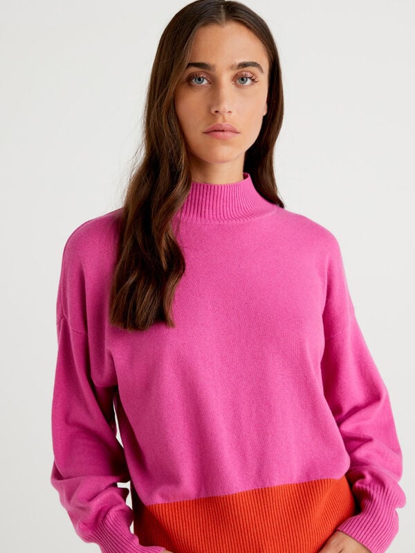 Turtleneck sweater in cashmere blend Women