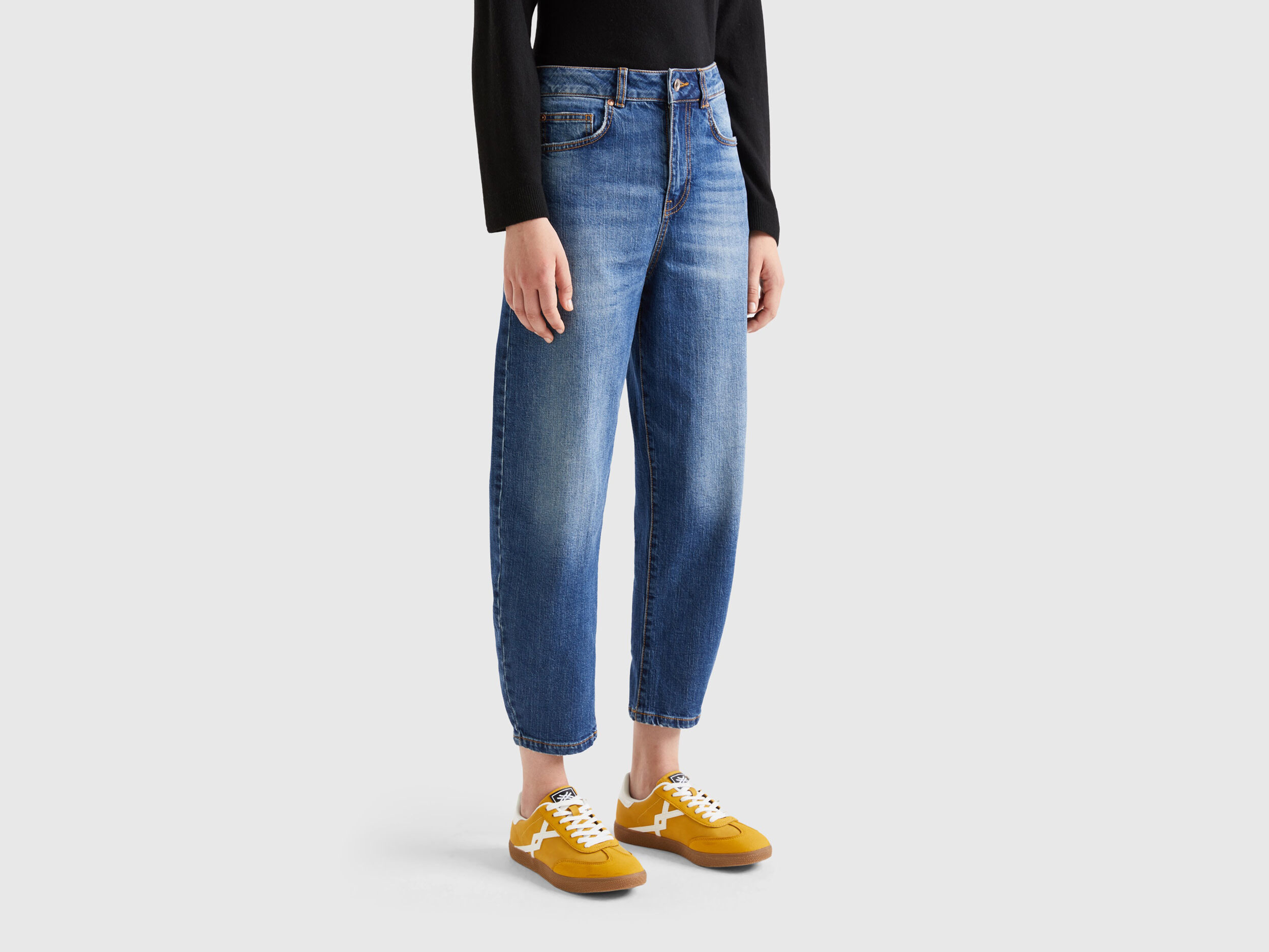 100 cotton balloon fit jeans Blue Benetton