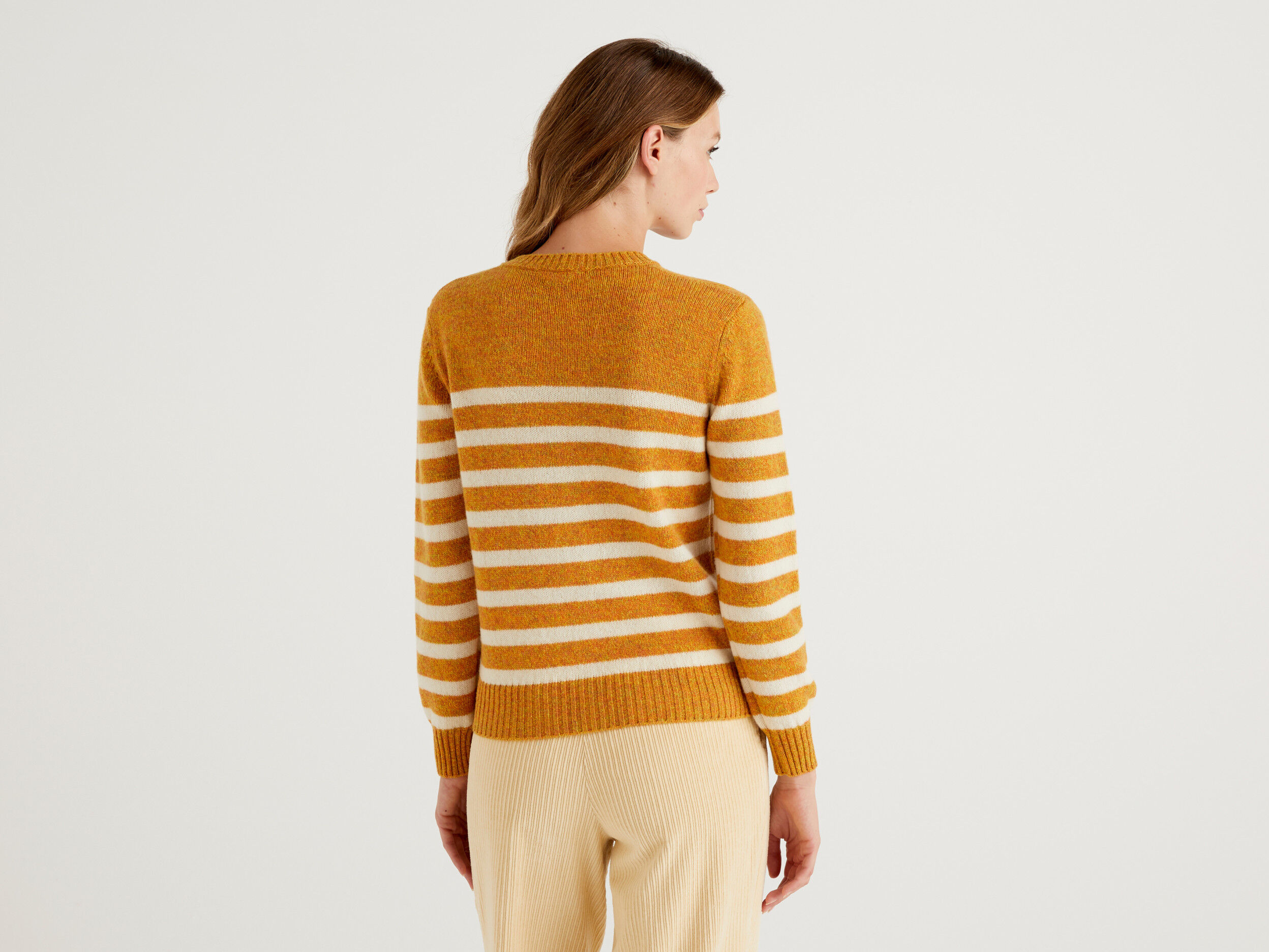 Cardigan in pure Shetland wool Camel Benetton
