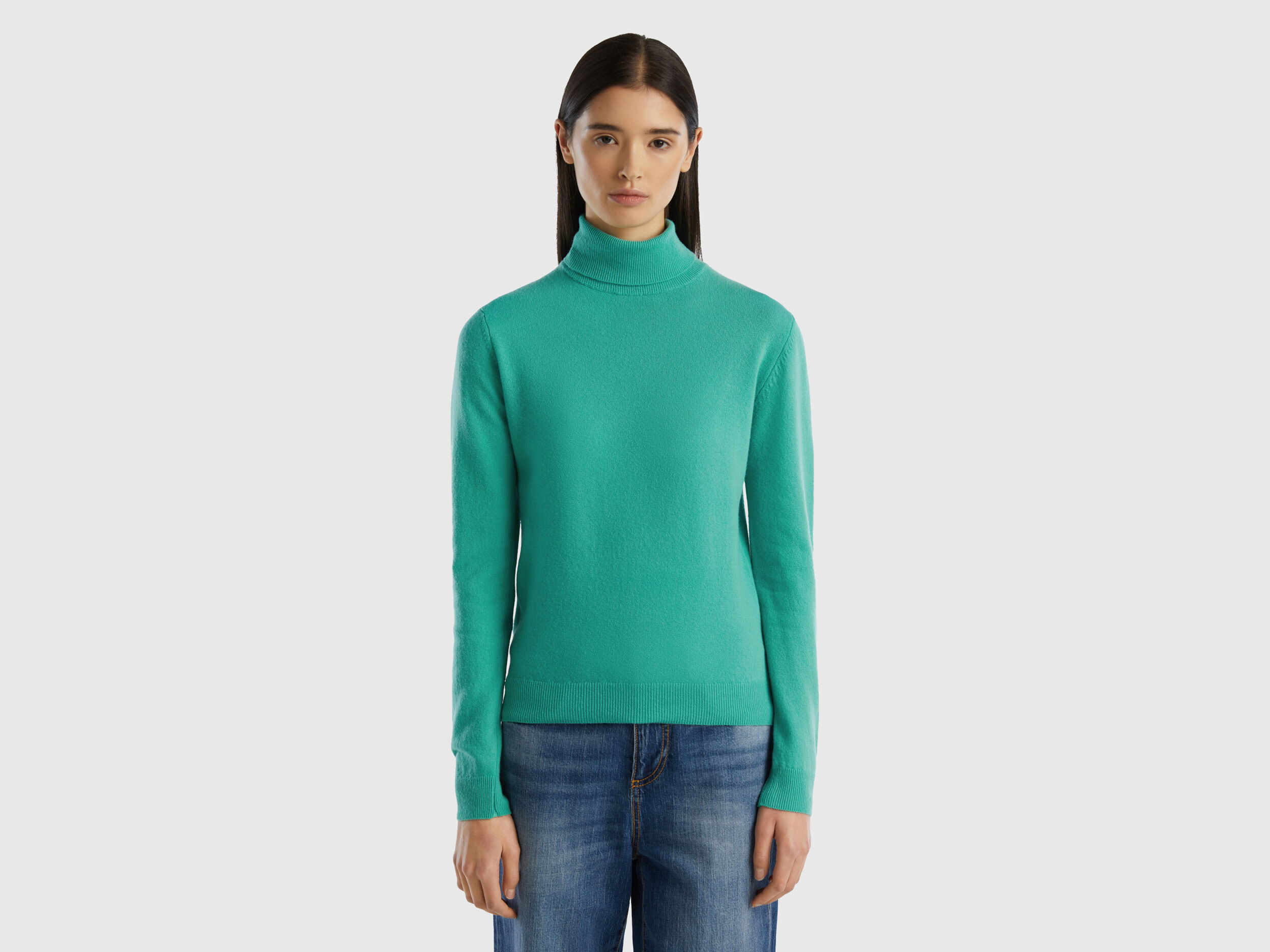 Light green turtleneck in pure Merino wool Light Green Benetton