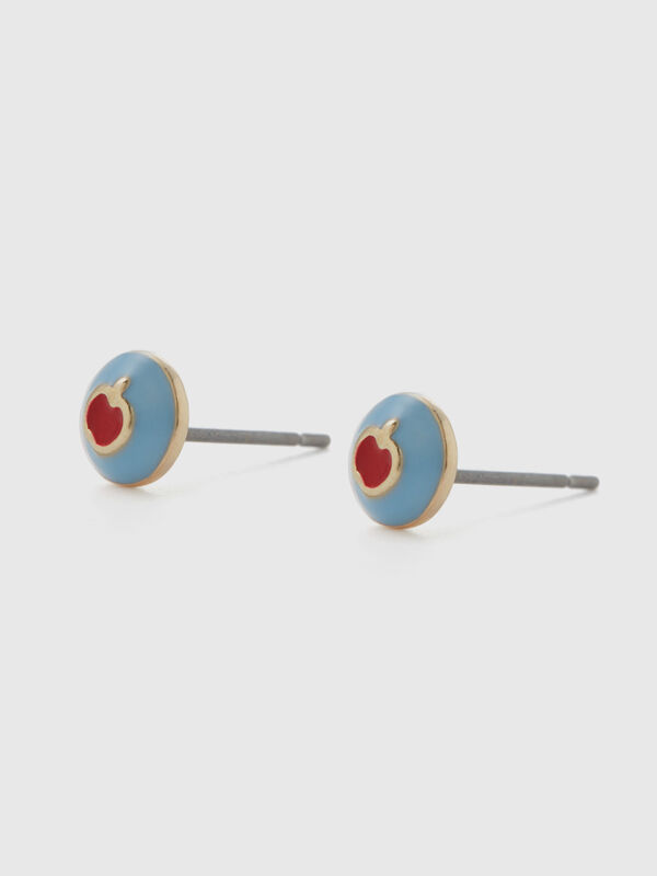 Sky blue apple stud earrings Women