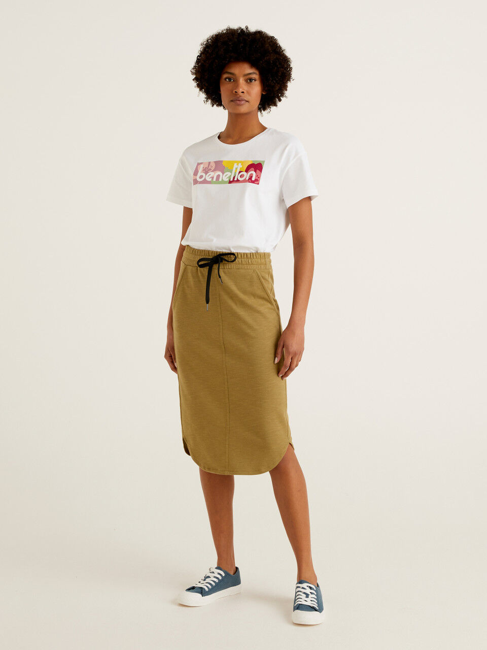 Khaki midi top pencil skirt