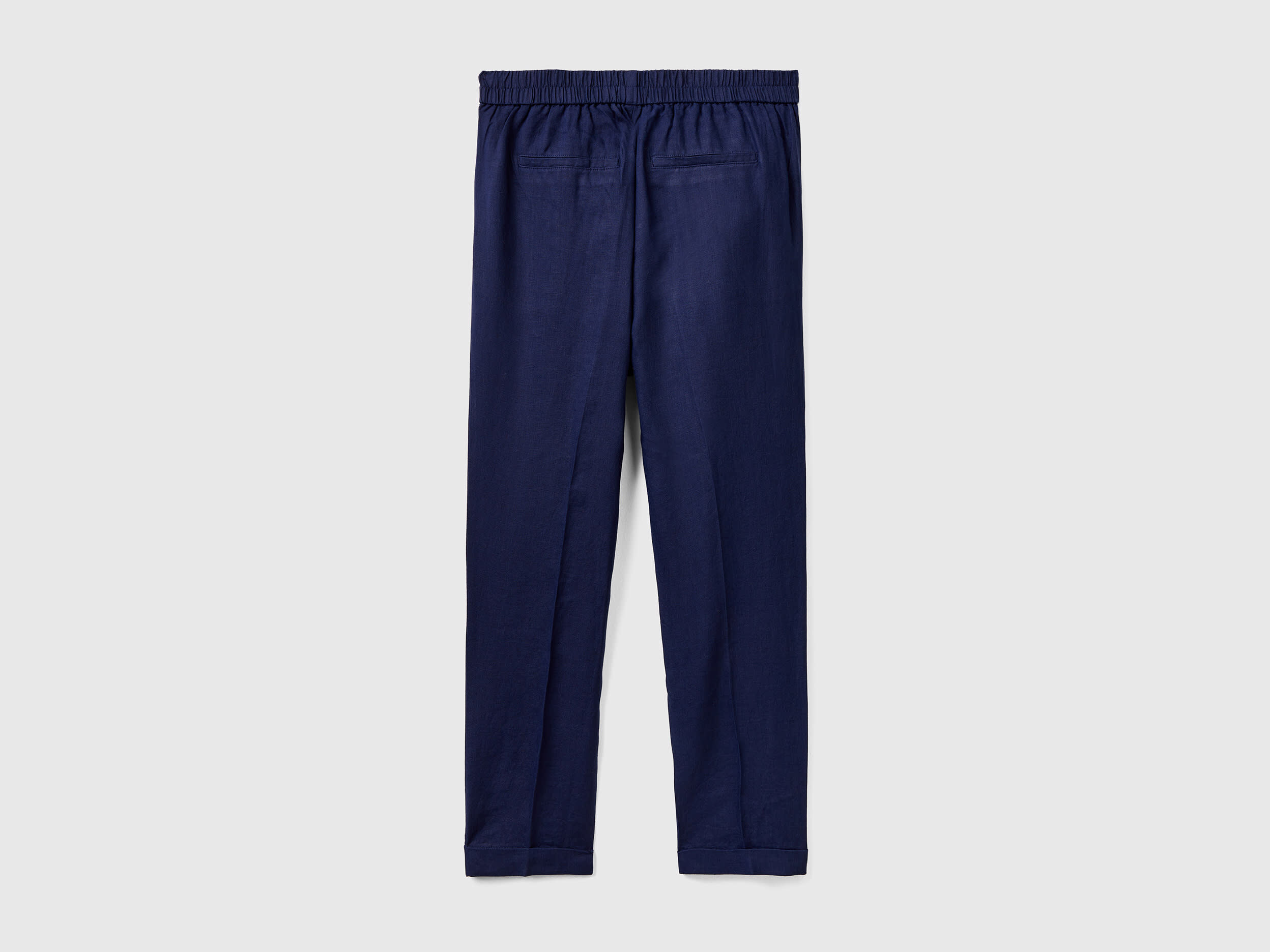 Pantalon cropped de 100 lino Azul Oscuro Benetton