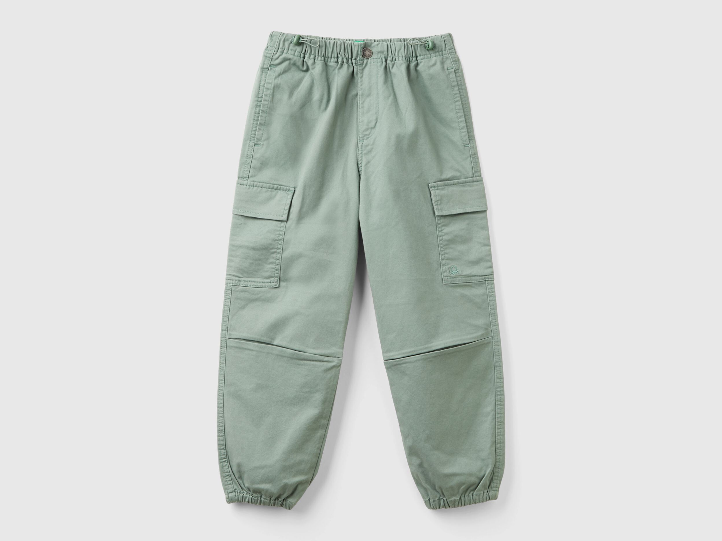 Parachute trousers in stretch cotton - Light Green | Benetton