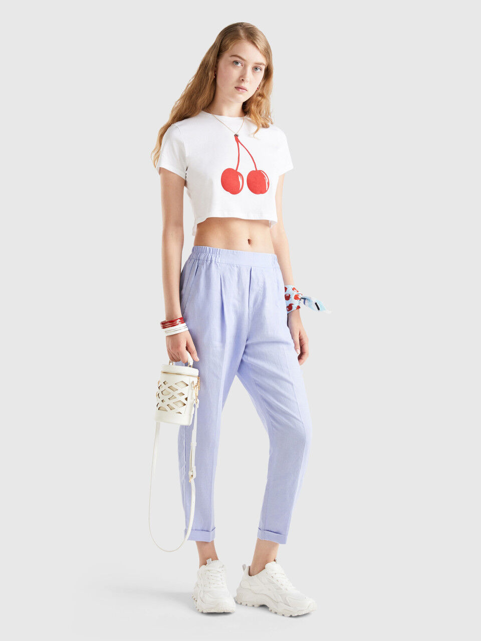 Cuffed pure linen pant  United Colors of Benetton  Shop Womenu2019s  WideLeg Pants Online in Canada  Simons