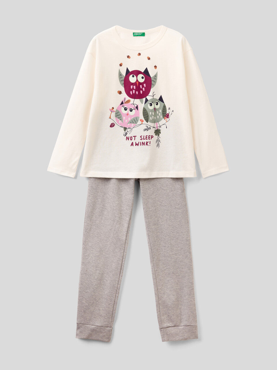 Benetton Girls Pink Pyjamas PJ's Set Kitten Print Cotton NEW Ex Benetton Age 2-12 Years 