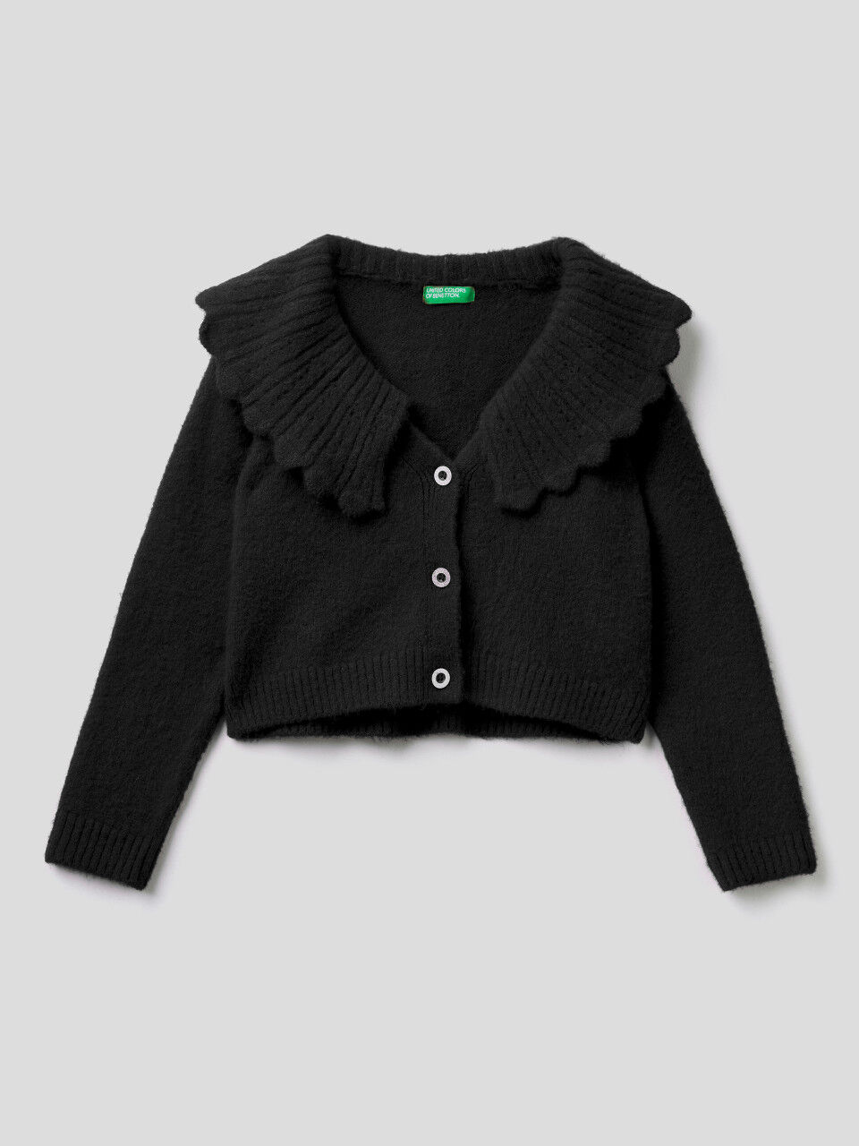 Girls fluffy black cardigan clearance