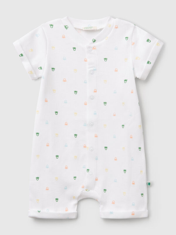Mono corto blanco con logo estampado Recién nacidos