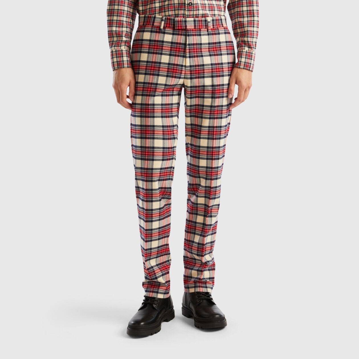 Mens Red Tartan 1970s Sta Pressed Trousers | Mazeys – Mazeys UK