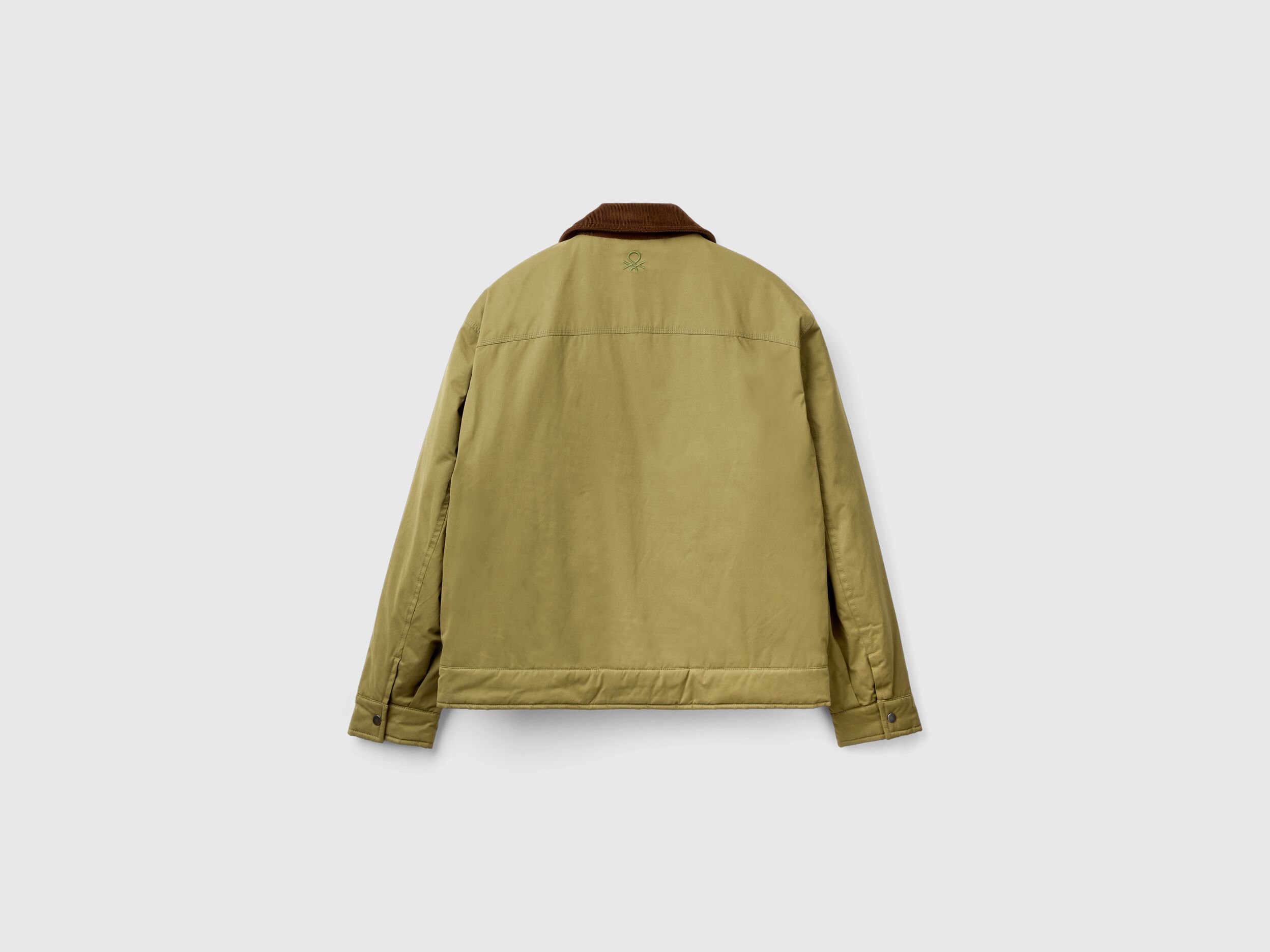 Jacket with checked lining - Military Green | Benetton