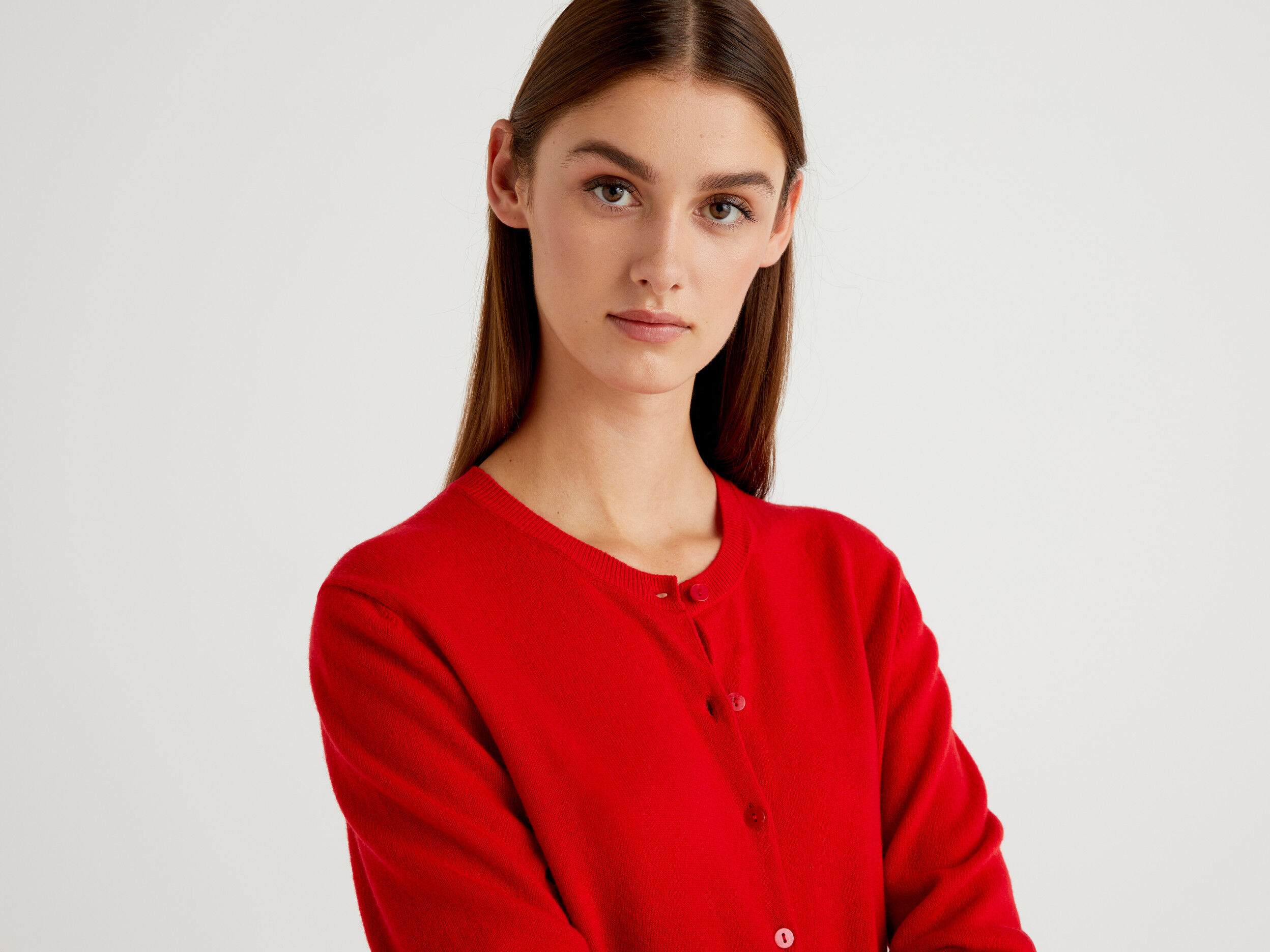 Red round neck new arrivals cardigan
