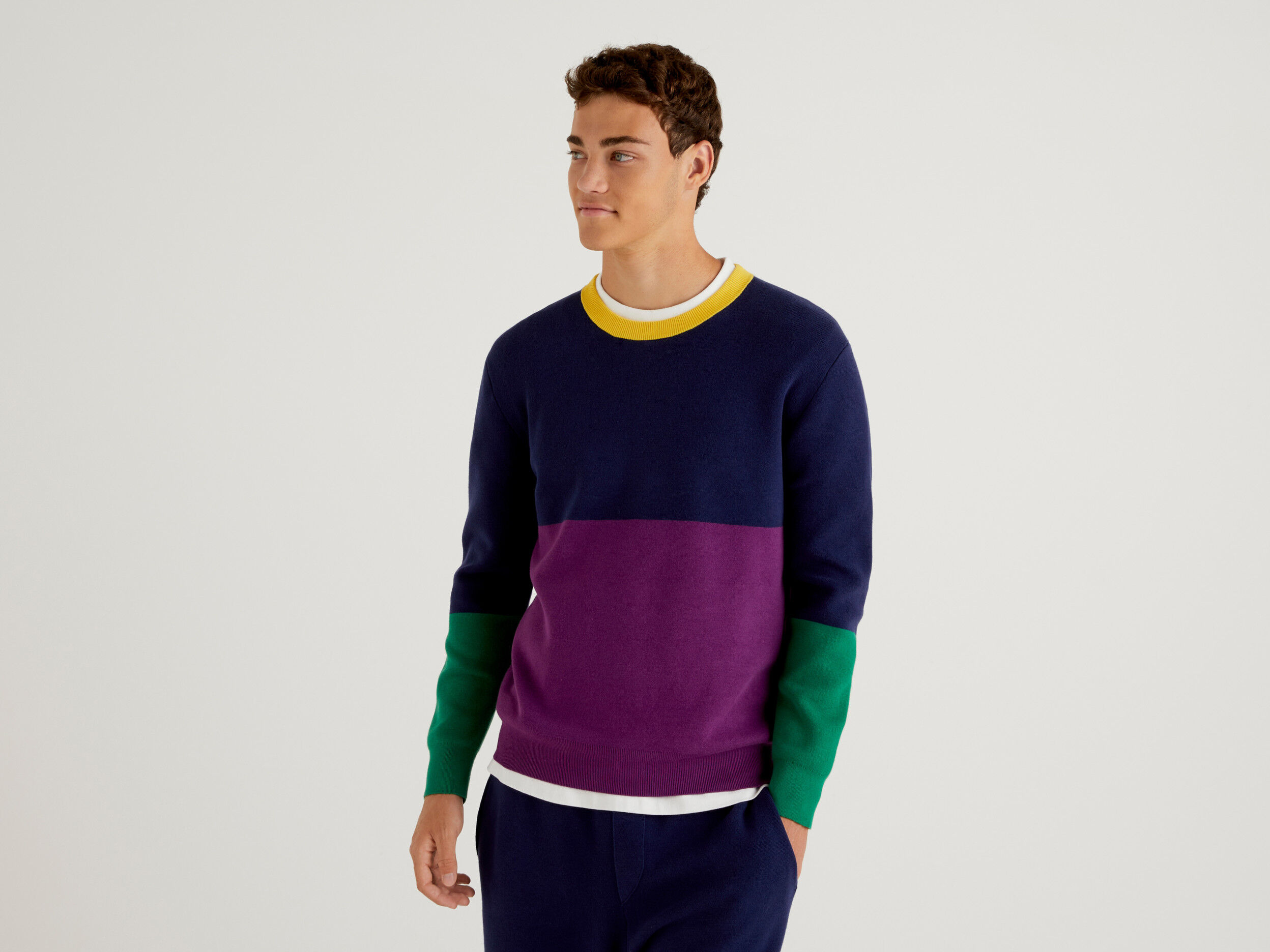 Color block sweater Violet Benetton