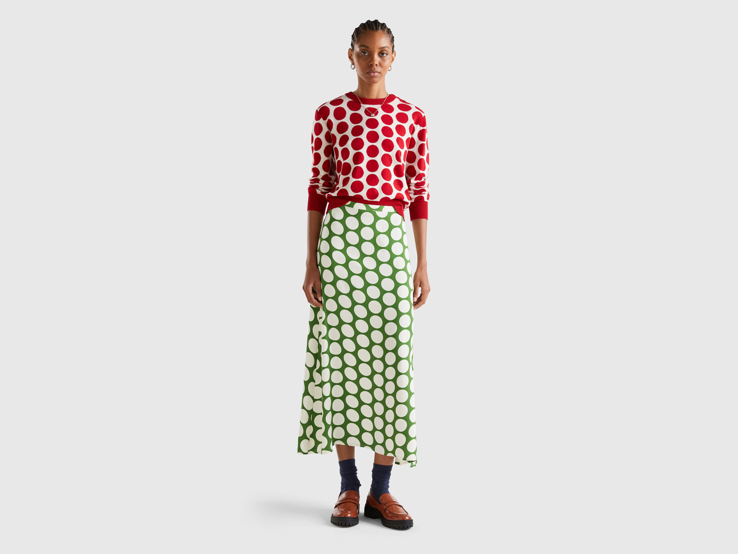 Red and white polka dot sweater outlet