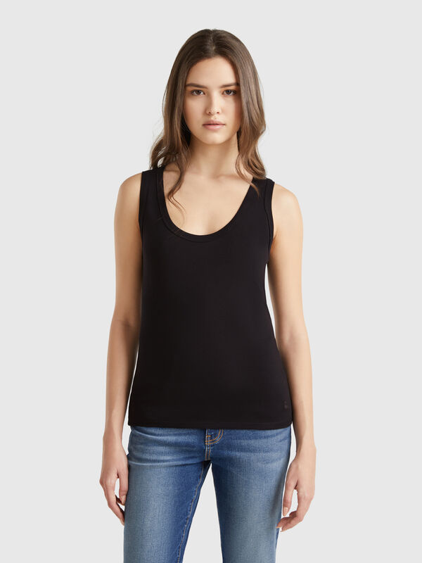 Camiseta de tirantes negra de puro algodón Mujer