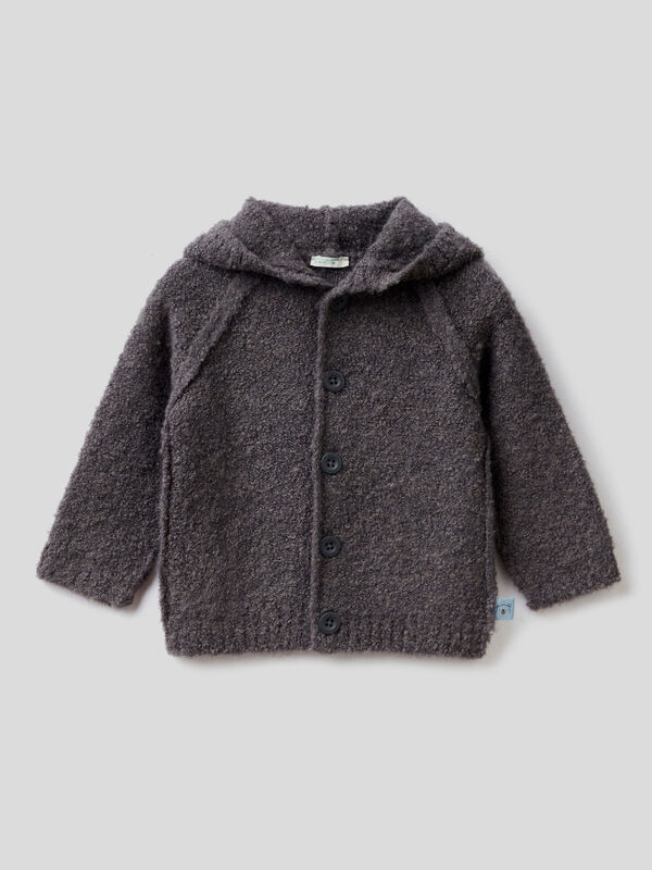 Cardigan in wool blend with hood New Born (0-18 months)