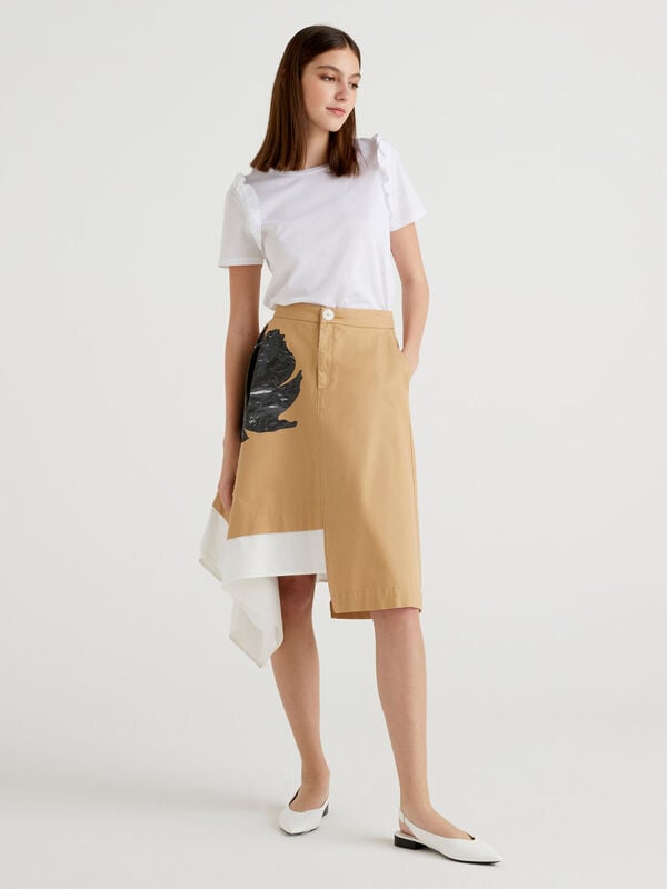 Asymmetrical skirt in pure cotton Women