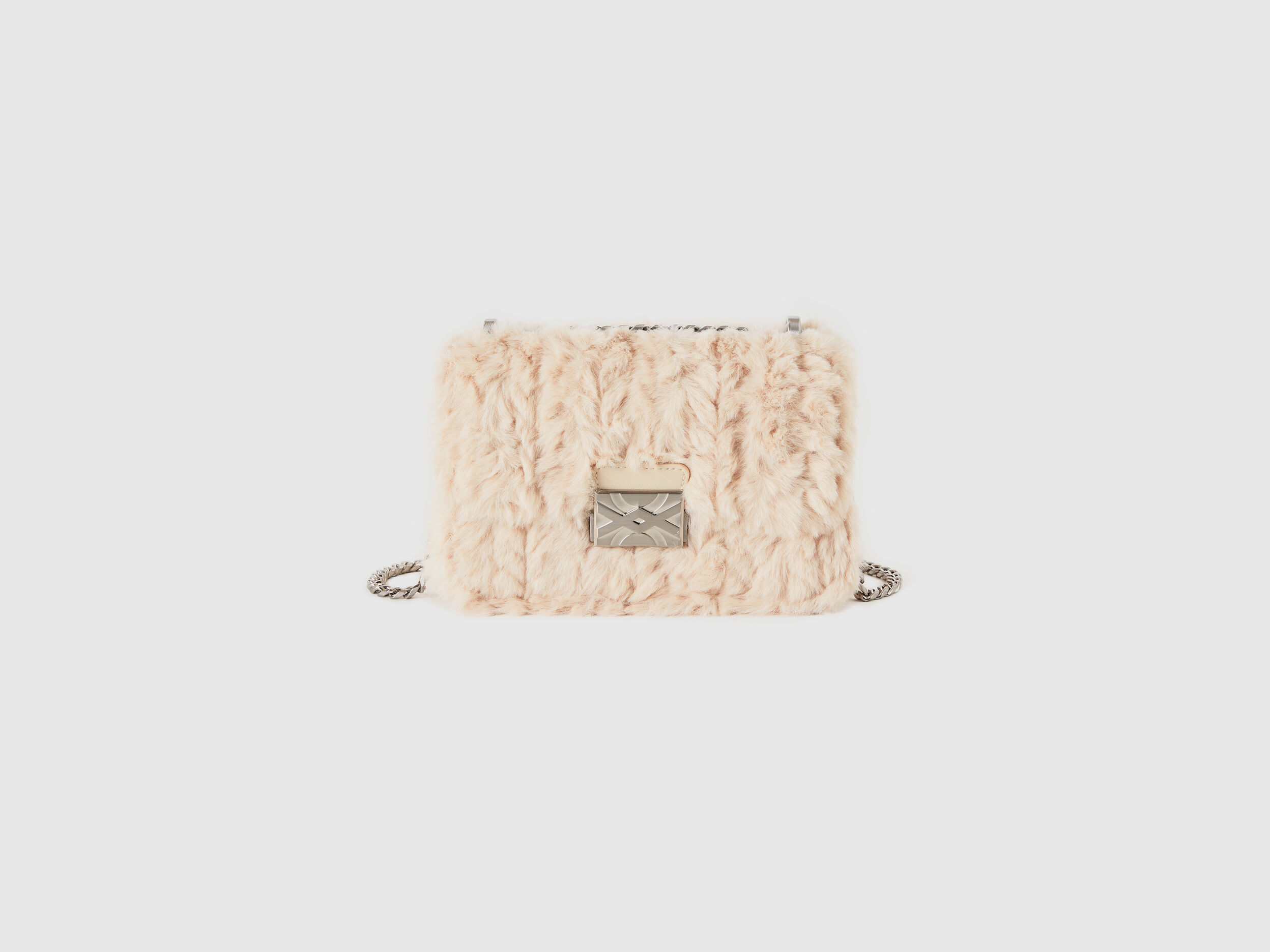 Small beige bag in faux fur Beige Benetton
