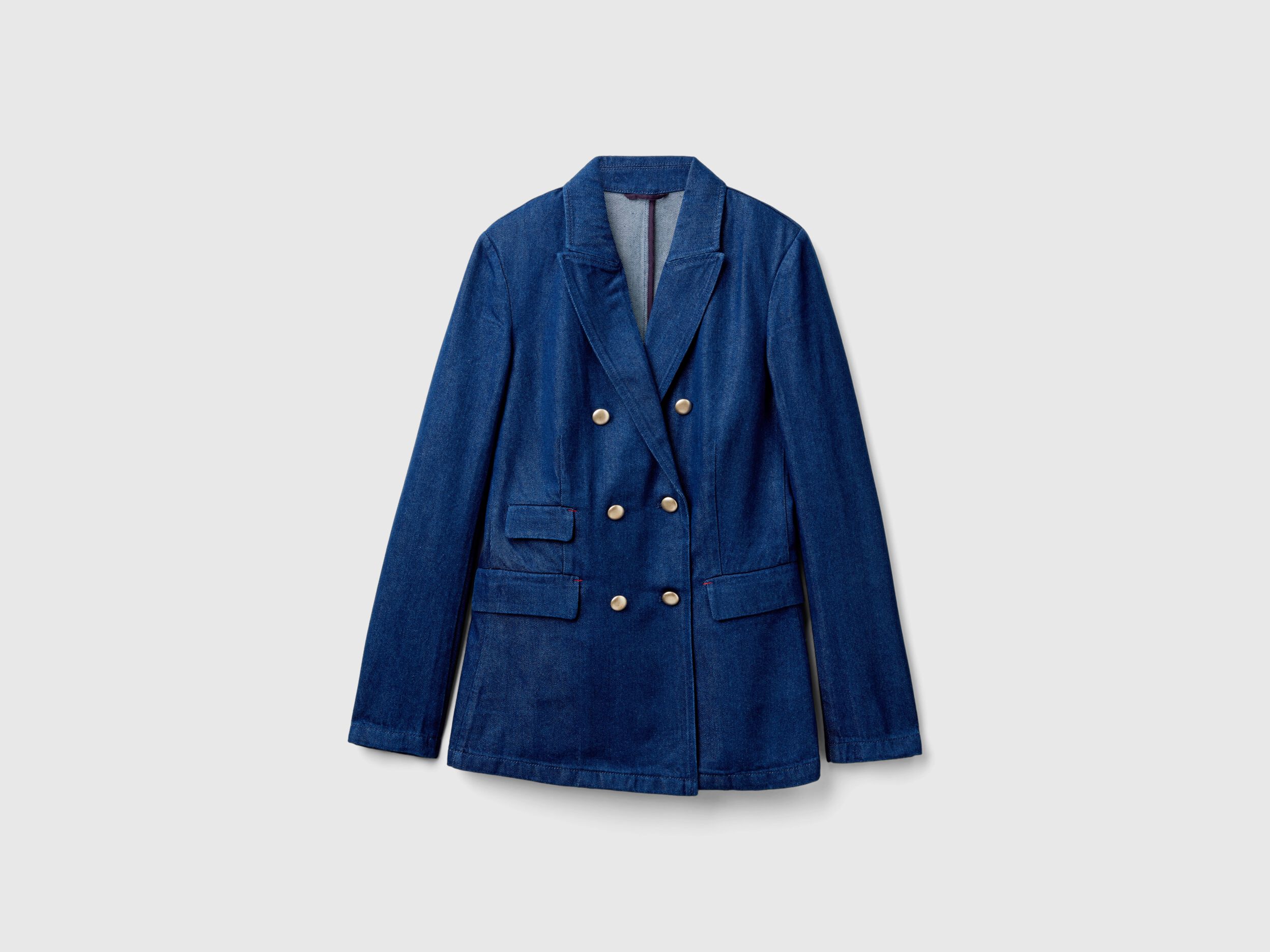 Double breasted denim blazer Blue Benetton
