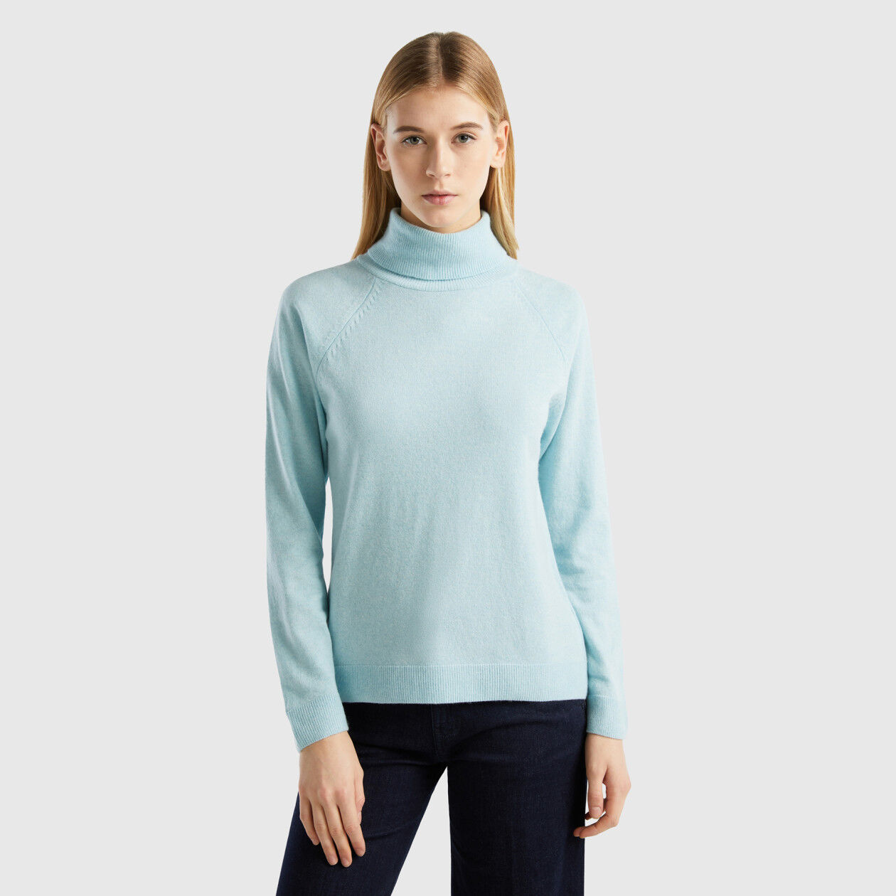 Aqua turtleneck sweater in cashmere and wool blend Aqua Benetton