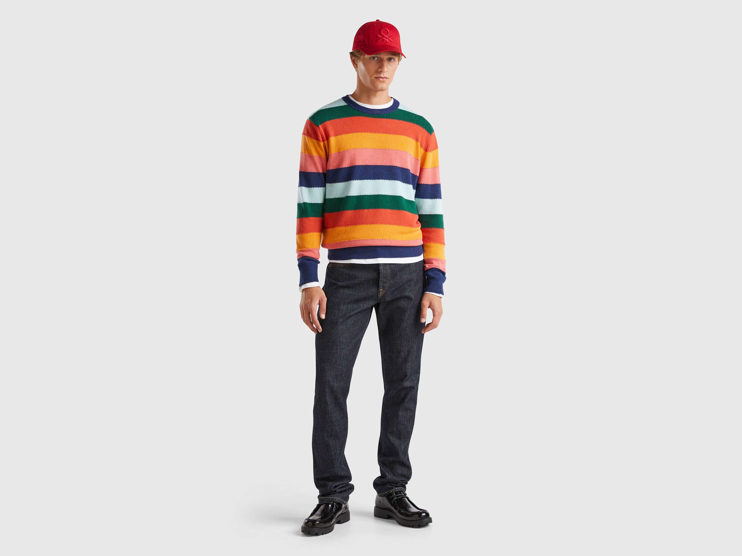 Sweater with multicolor stripes - Multi-color | Benetton