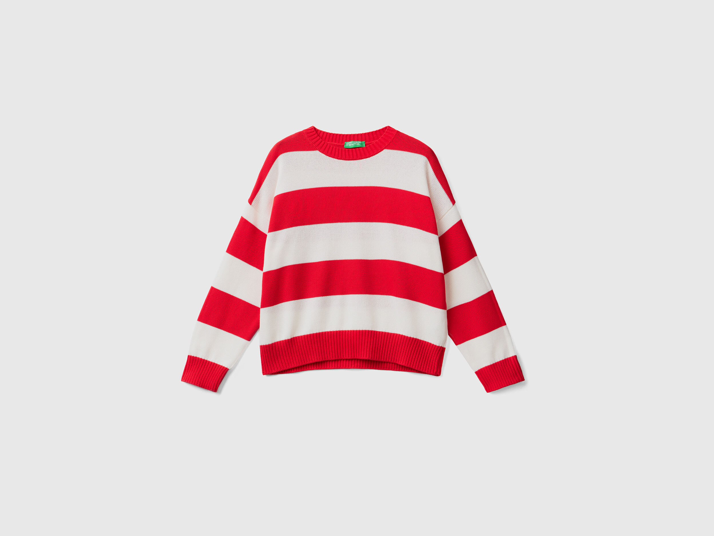 Striped sweater in tricot cotton Red Benetton