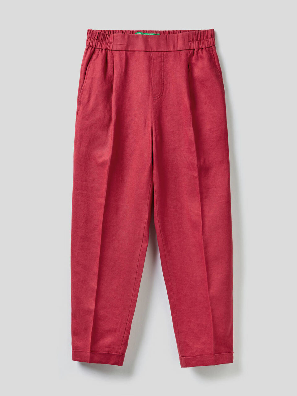 Pantalón cropped de 100% lino image number null