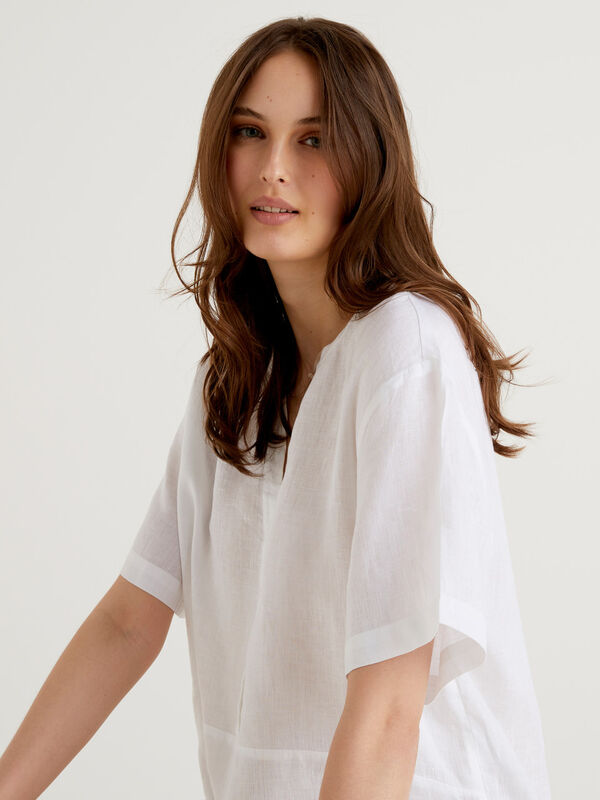 Blouse in pure linen with buttons Women