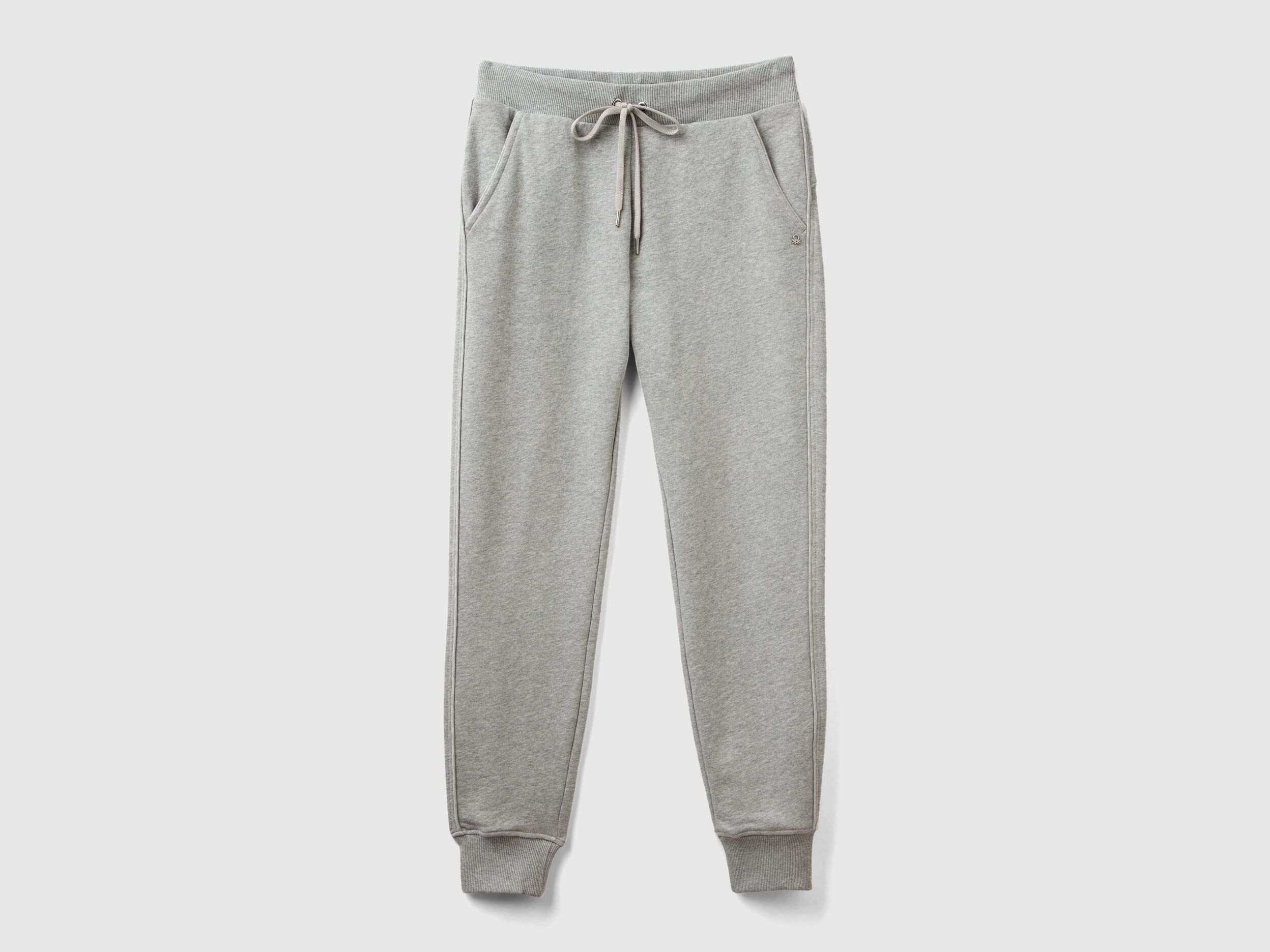 Joggers with drawstring - Light Gray | Benetton