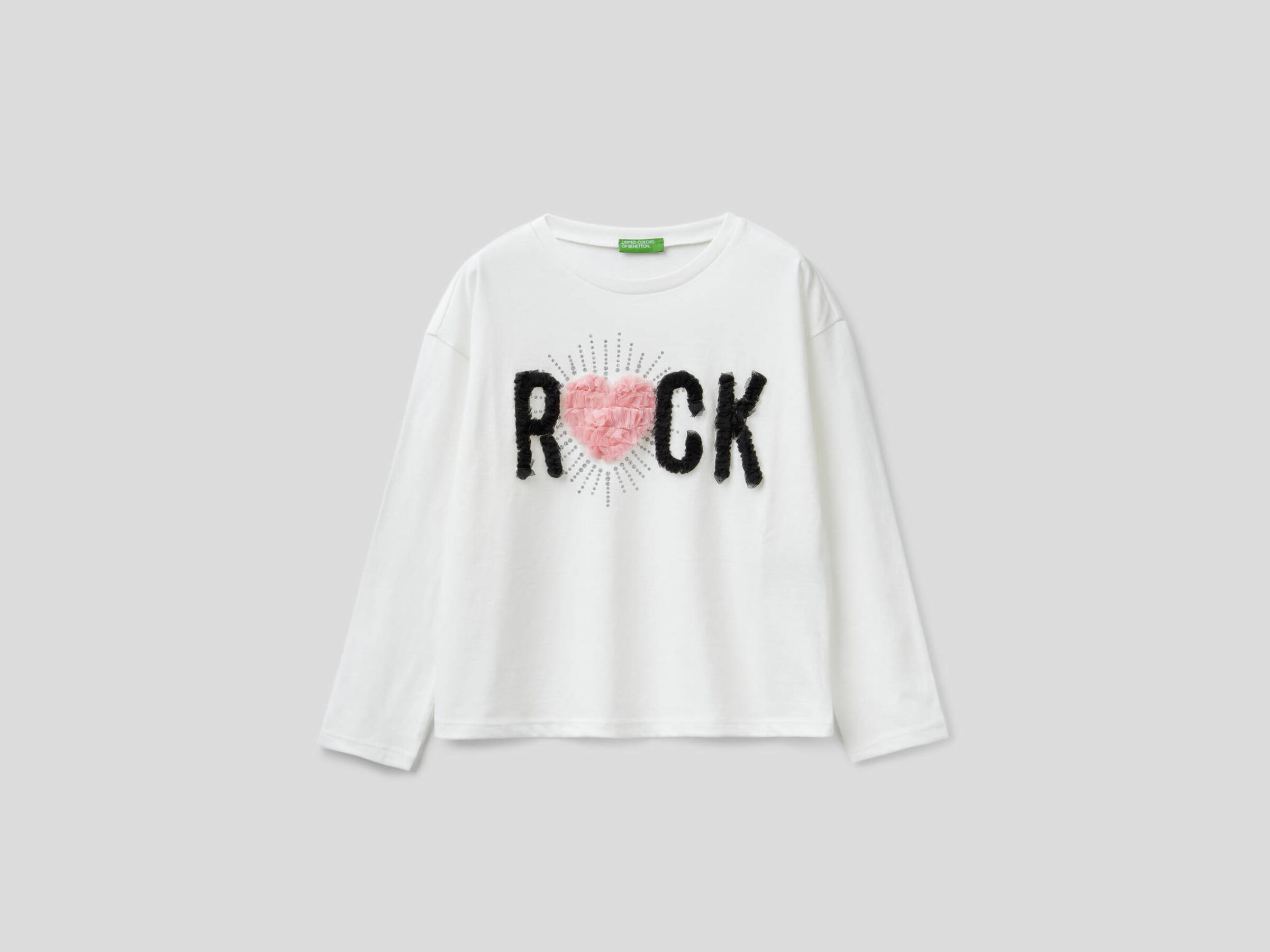 T-shirt with glitter print and petals image number null