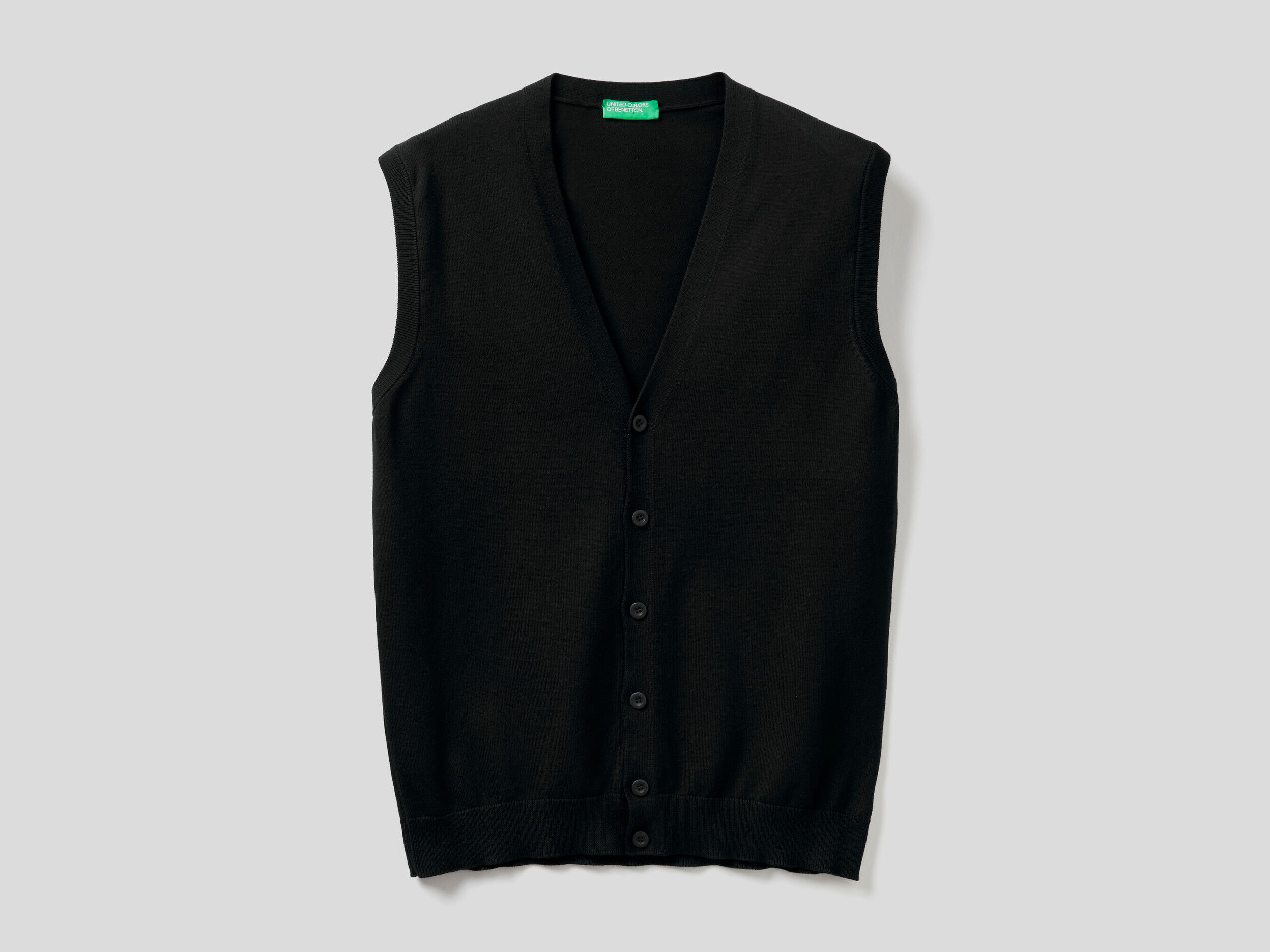 Pure cotton vest with buttons Black Benetton