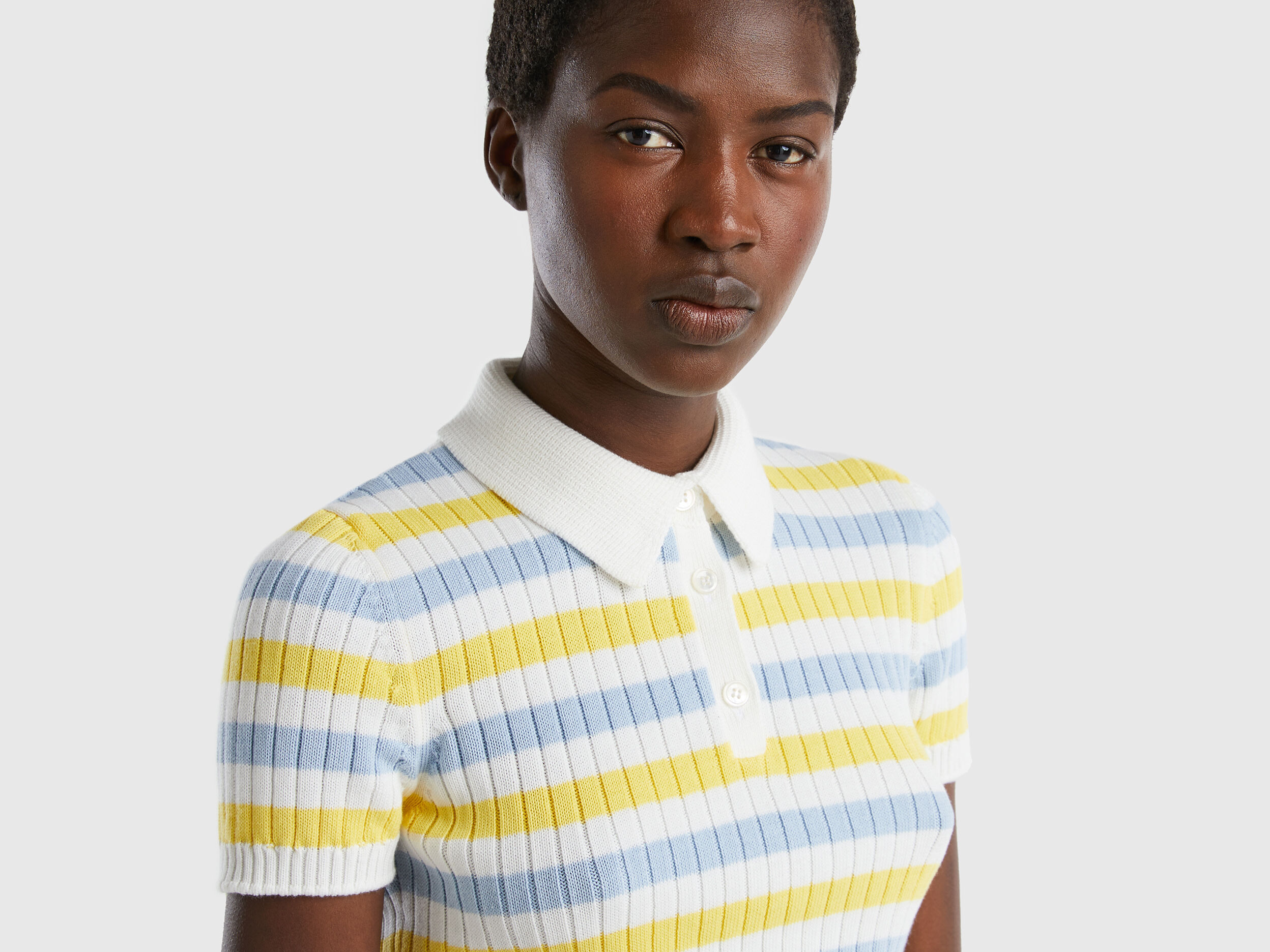 Striped cropped polo online shirt