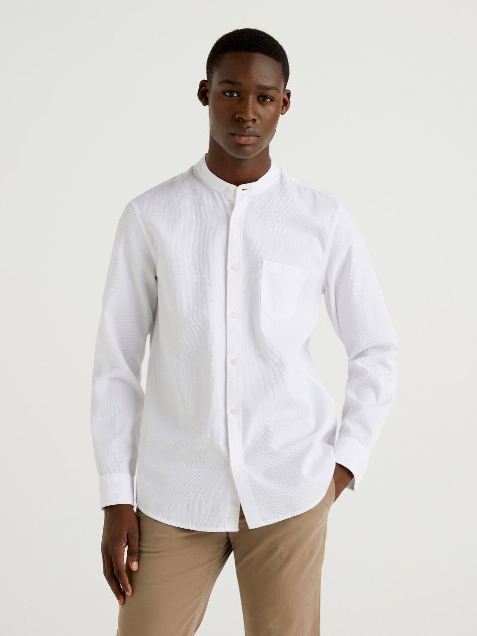 Chinese collar dress shirt deals