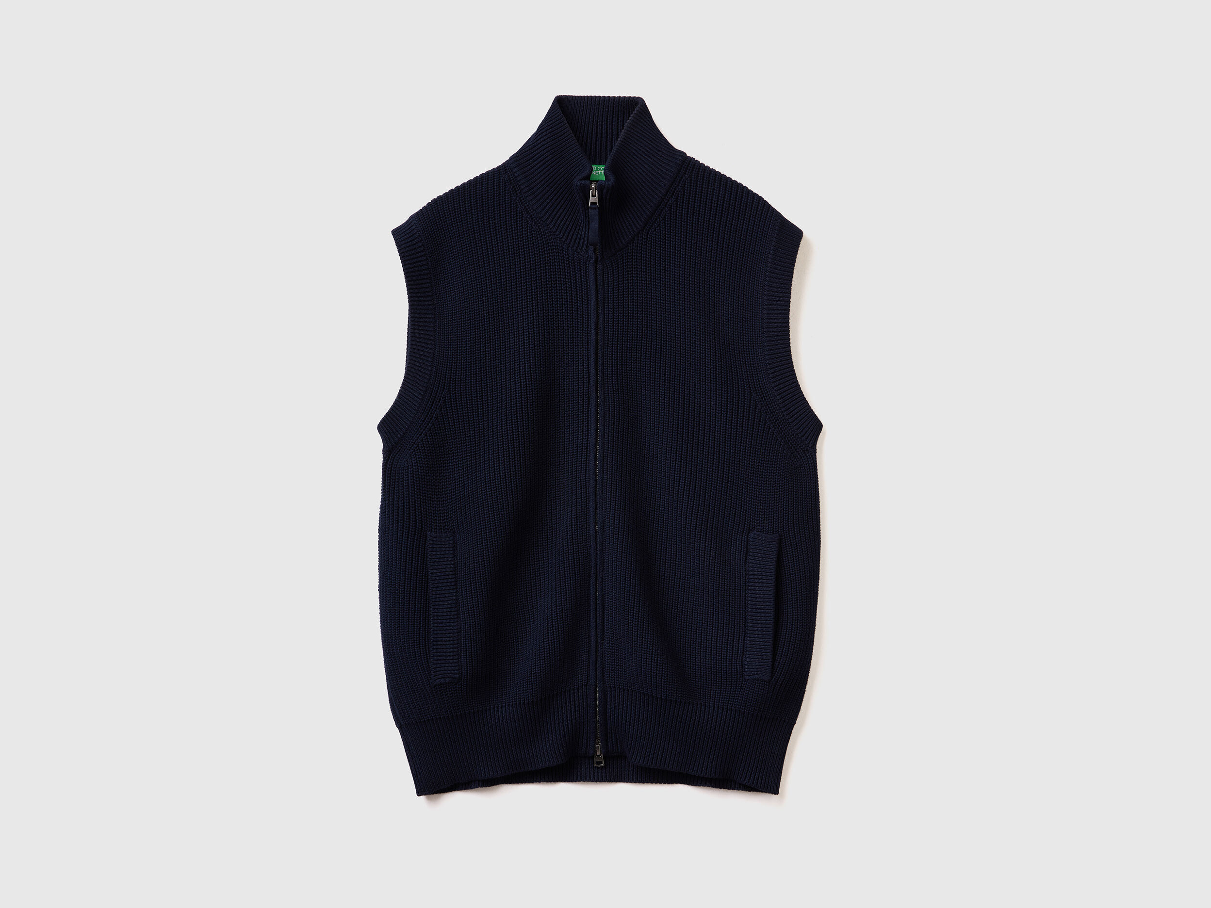 Turtleneck vest with zip - Dark Blue | Benetton