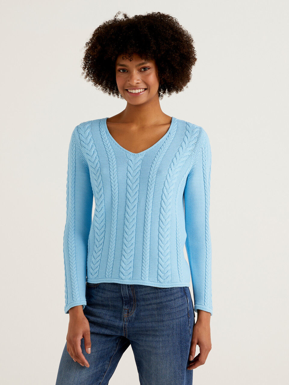 Cotton cable hot sale knit sweater