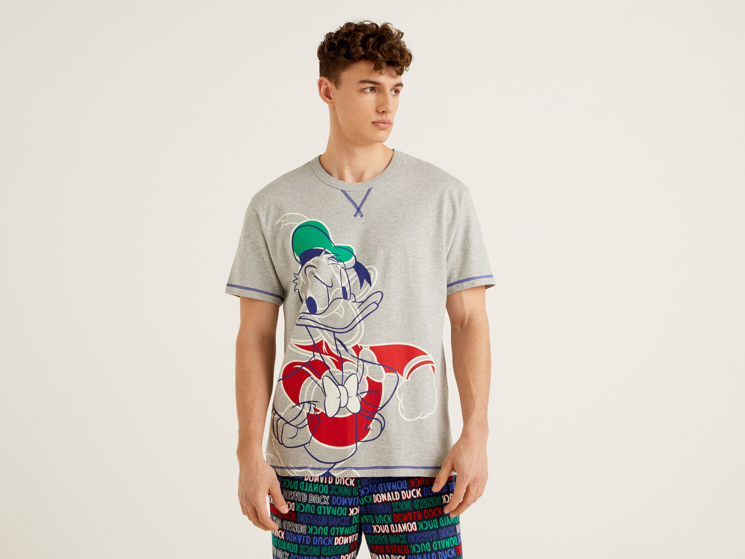 Short sleeve Donald Duck t shirt Gray Benetton