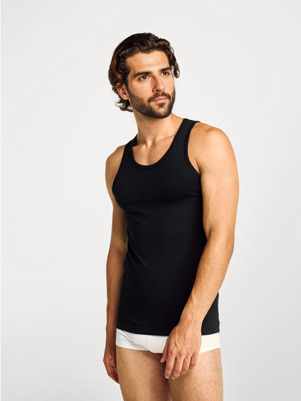 Camiseta de tirantes de algodón elástico Hombre