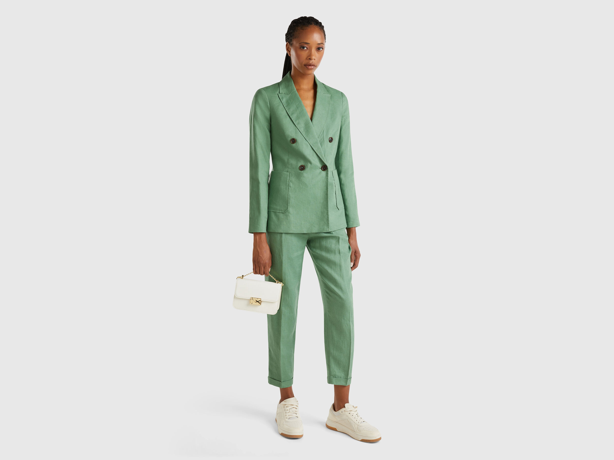 Green double breasted blazer on sale