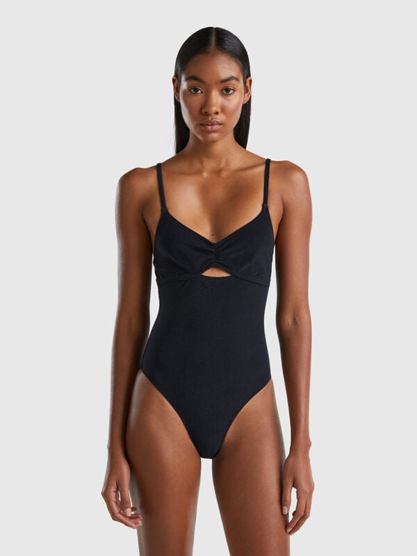 One-piece terry-look swimsuit in ECONYL® Women