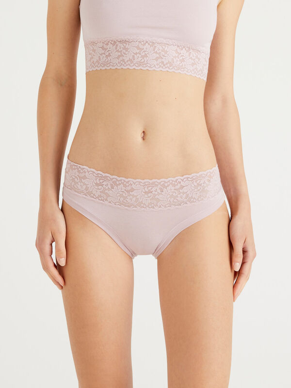 Underwear with lace in super stretch organic cotton Women