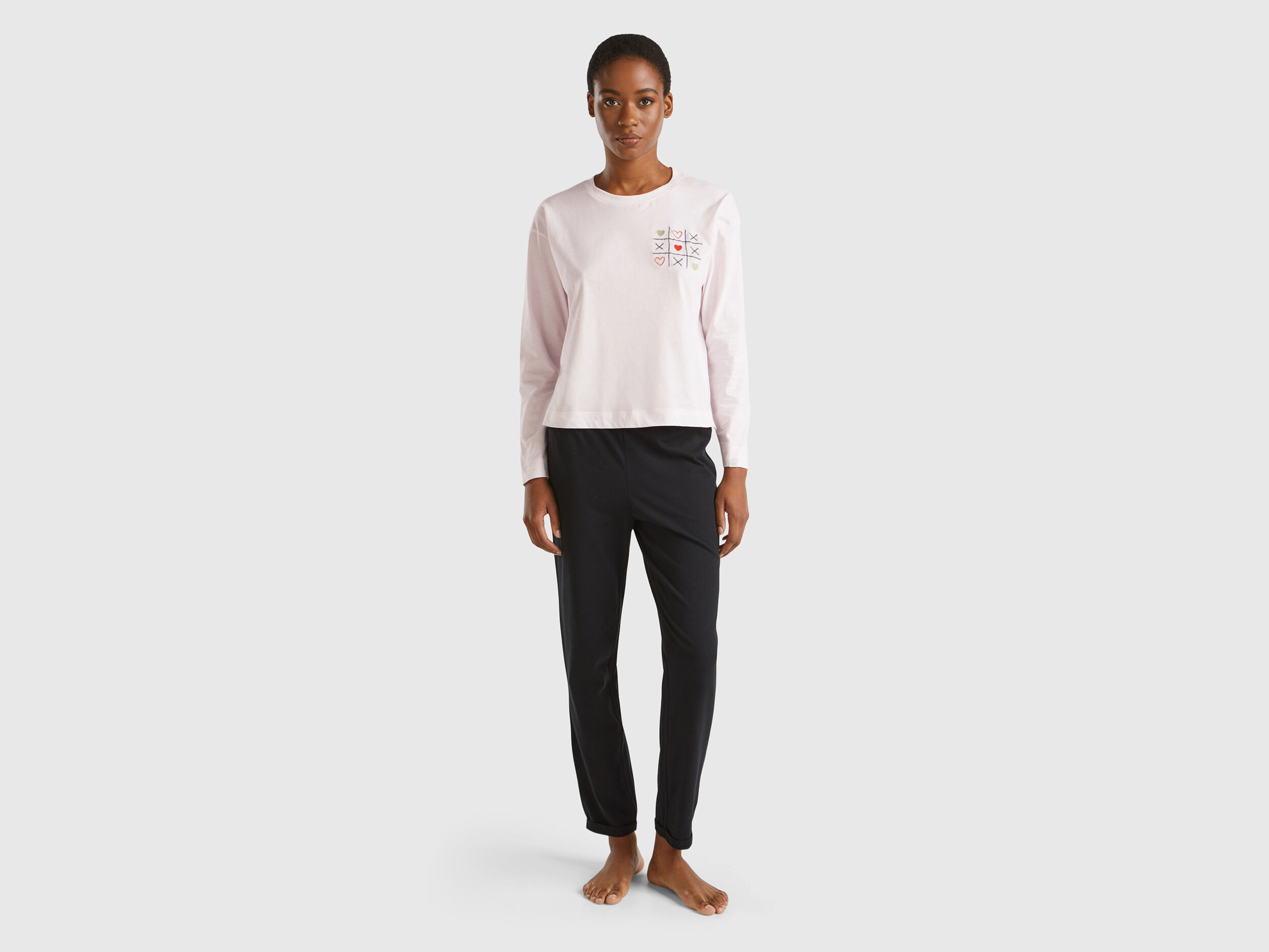 T-shirt with embroidery in long fiber cotton - Creamy White