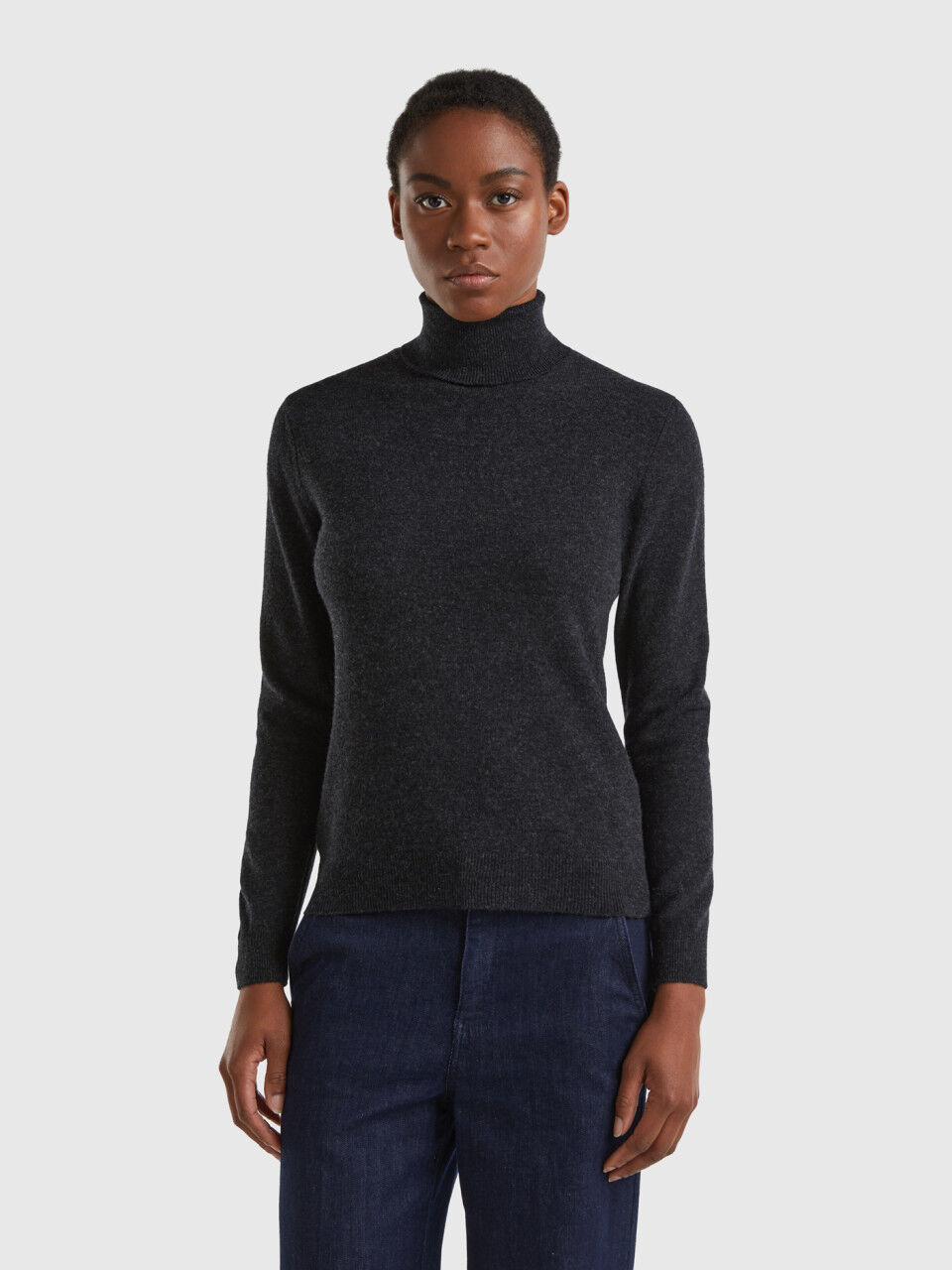 Women s High Collar Merino Wool Sweaters Women 2024 Benetton