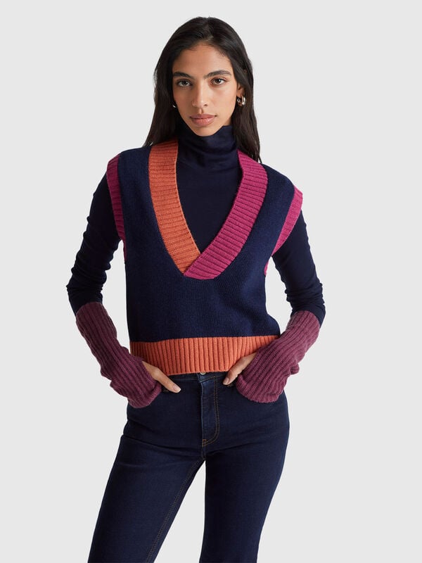 Color block knit vest Women