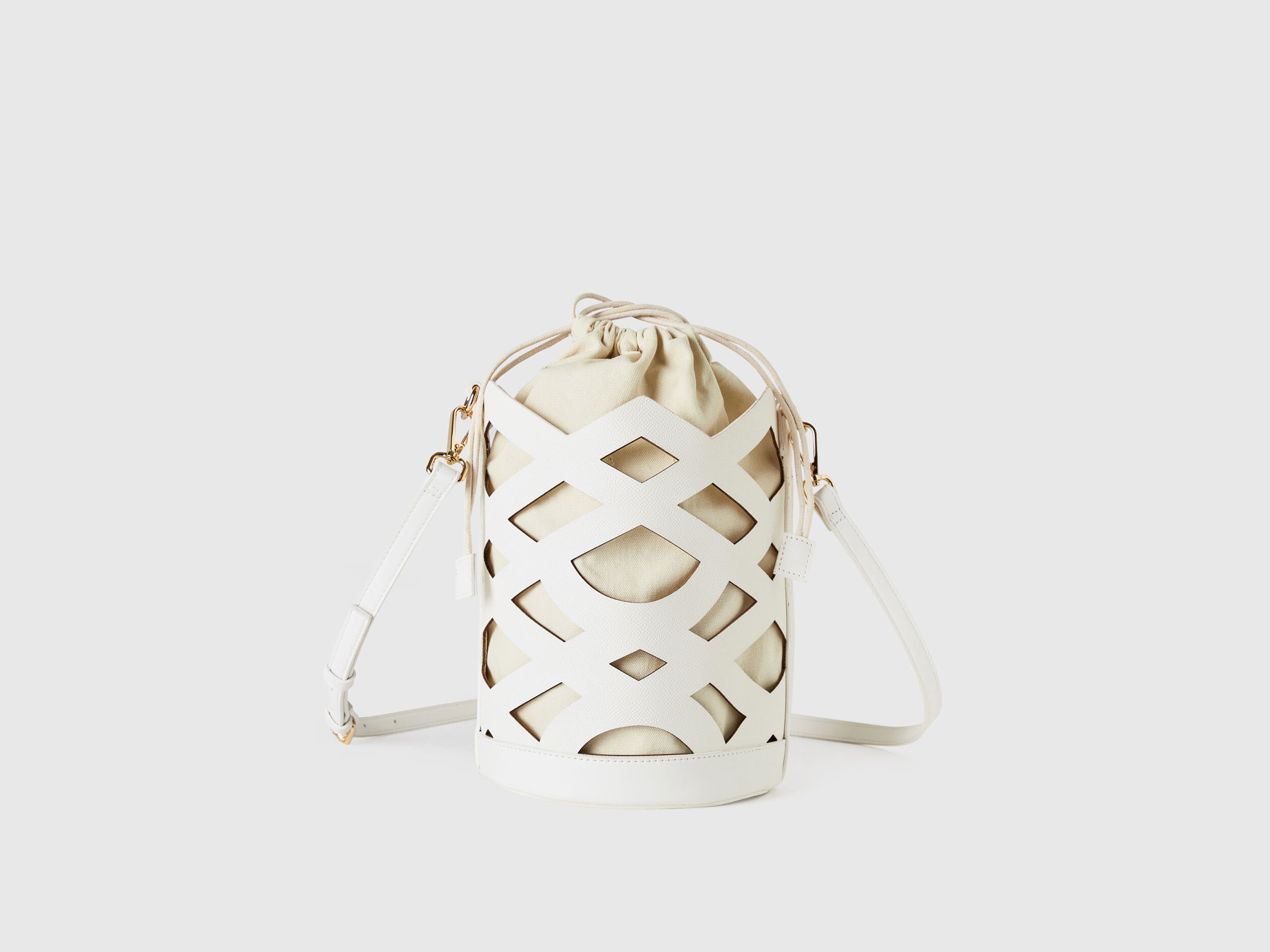 White discount bucket handbag