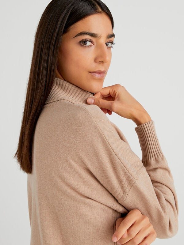 Oversized fit turtleneck in cashmere blend Women