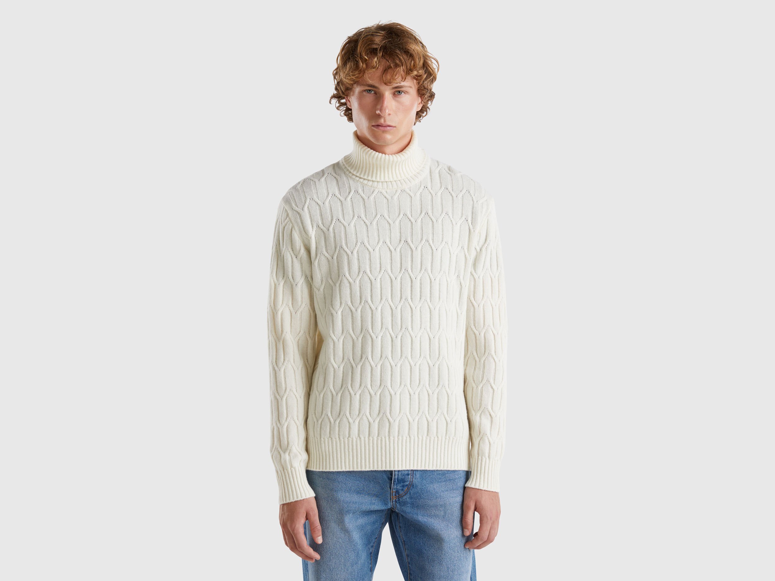 High neck white sweater hotsell